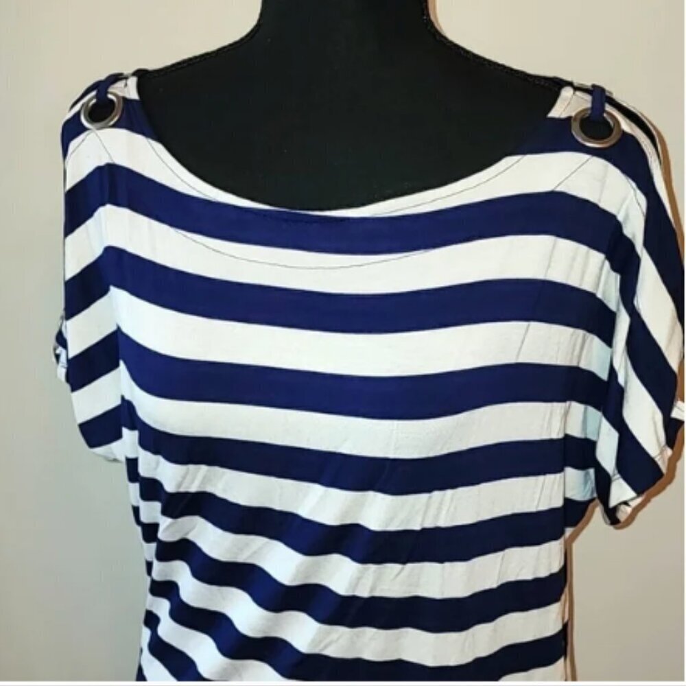 NWT Spense Striped Sailor Summer Boat Neck Top for Vaca Beach Top Size L